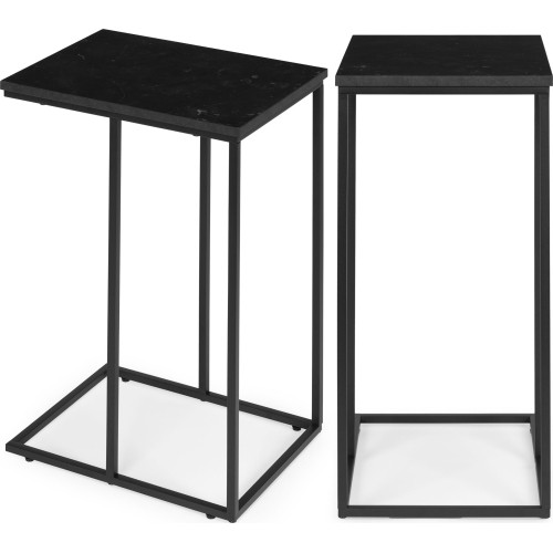 Stolik boczny pod laptopa kawowy w kształcie litery C marmur czarny ModernHome