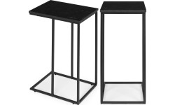 Stolik boczny pod laptopa kawowy w kształcie litery C marmur czarny ModernHome