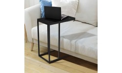 Stolik boczny pod laptopa kawowy w kształcie litery C marmur czarny ModernHome