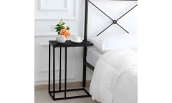 Stolik boczny pod laptopa kawowy w kształcie litery C marmur czarny ModernHome