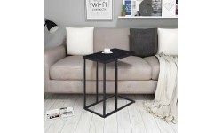 Stolik boczny pod laptopa kawowy w kształcie litery C marmur czarny ModernHome