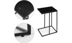 Stolik boczny pod laptopa kawowy w kształcie litery C marmur czarny ModernHome