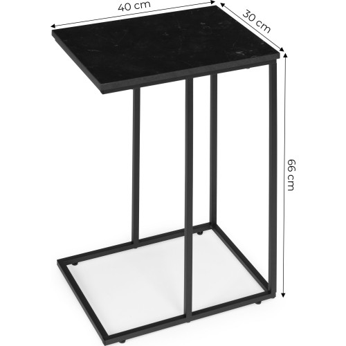 Stolik boczny pod laptopa kawowy w kształcie litery C marmur czarny ModernHome