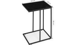 Stolik boczny pod laptopa kawowy w kształcie litery C marmur czarny ModernHome