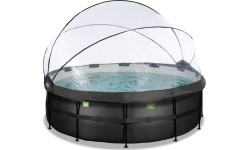 EXIT Black Leather basen ø427x122cm z pompą filtrem piaskowym i kopułą - czarny
