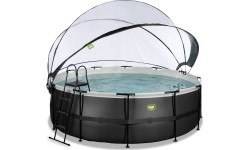 EXIT Black Leather basen ø427x122cm z pompą filtrem piaskowym i kopułą - czarny