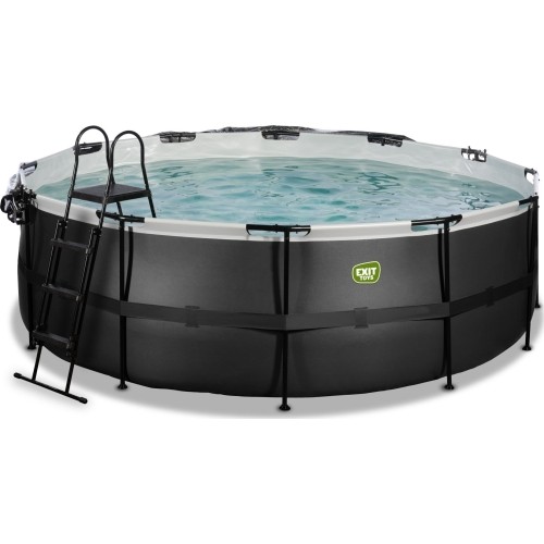 EXIT Black Leather basen ø427x122cm z pompą filtrem piaskowym i kopułą - czarny