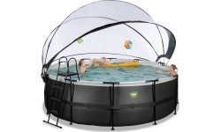 EXIT Black Leather basen ø427x122cm z pompą filtrem piaskowym i kopułą - czarny