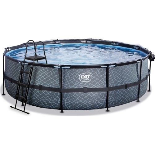 EXIT Basen kamienny ø488x122cm z pompą filtrem piaskowym i kopułą - szary