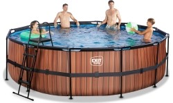EXIT Basen drewniany ø488x122cm z pompą filtrującą - brązowy