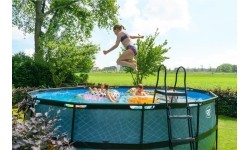 EXIT Basen drewniany ø488x122cm z pompą filtrującą - brązowy