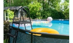 EXIT Basen drewniany ø488x122cm z pompą filtrującą - brązowy