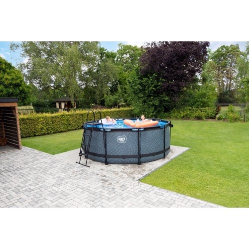 Basen EXIT Stone ø360x122 cm z pompą filtrującą, szary