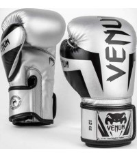 Rękawice bokserskie Venum Elite - srebrno-czarne
