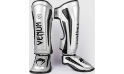 Venum Elite Standup Shinguards - Silver/Black