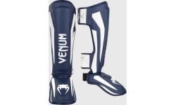 Venum Elite Standup Leg Guards - White/Navy Blue