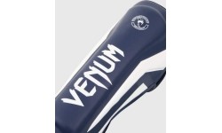 Venum Elite Standup Leg Guards - White/Navy Blue