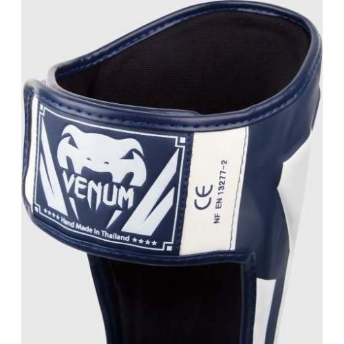 Venum Elite Standup Leg Guards - White/Navy Blue
