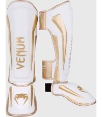 Venum Elite Standup Leg Guards - White/Gold