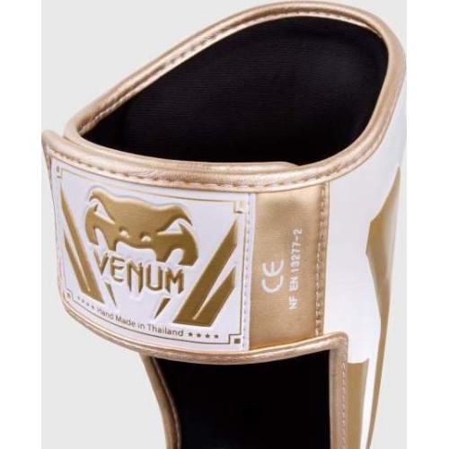 Venum Elite Standup Leg Guards - White/Gold