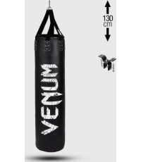 Venum Challenger Heavy bag + Ceiling Hook - Black/White - Filled - 130cm