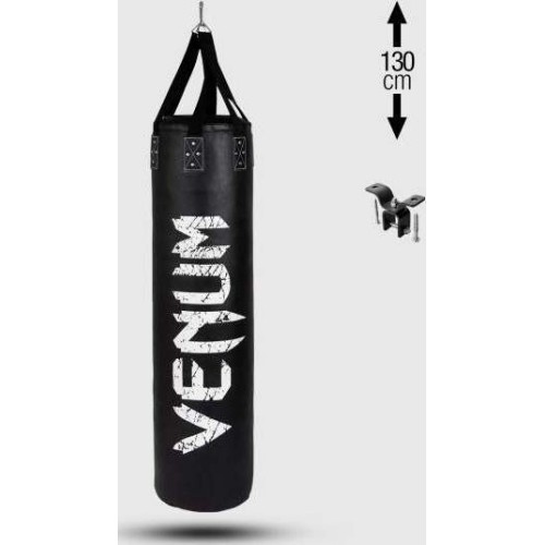 Venum Challenger Heavy bag + Ceiling Hook - Black/White - Filled - 130cm