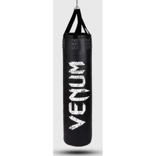 Venum Challenger Heavy bag + Ceiling Hook - Black/White - Filled - 130cm