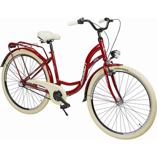 Dviratis AZIMUT Vintage 28" 3-biegowa 2023 bordowo-kremowa błyszcząca
