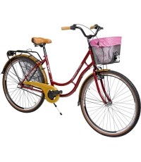 Dviratis AZIMUT Holland Retro 28" 3-biegowa 2023 burgund błyszczący