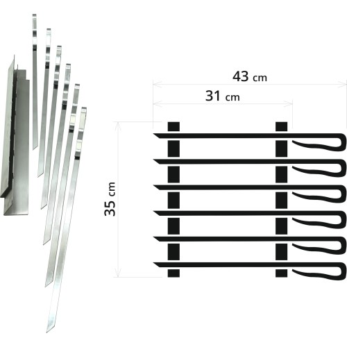 Zestaw do grillowania dużych szaszłyków, 43 cm, 6 szt.