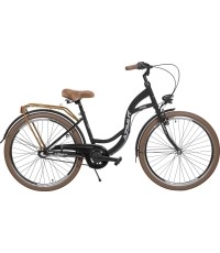 Dviratis AZIMUT Vintage 26" 3-biegowy 2023 czarny-kremowy mat