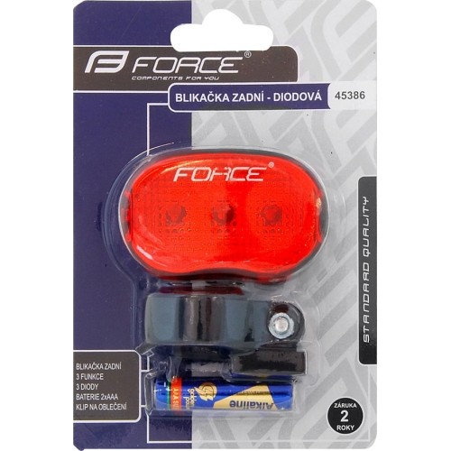 Lampka tylna FORCE TRI 3LED, 3 funkcje