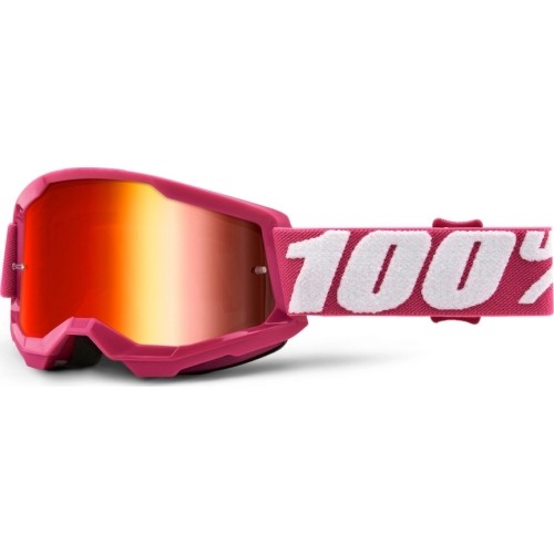 Gogle motocrossowe dla dzieci 100% Strata 2 Youth Mirror - Fletcher Pink, Mirror Red Plexi