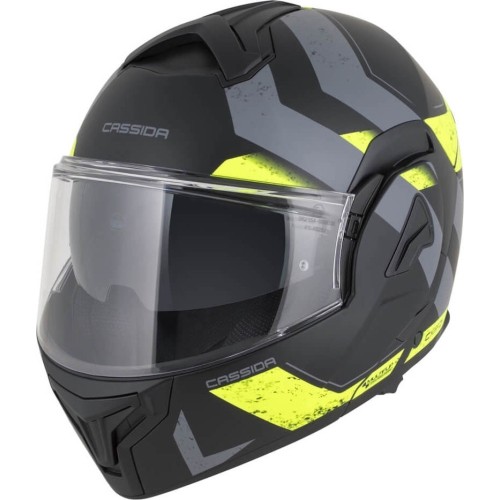 Kask motocyklowy z podnoszoną szybką Cassida MultiFlip Korp P/J - Matt Black/Fluo Yellow/Grey