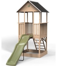 EXIT Panorama 500 wooden playhouse with slide and sandpit