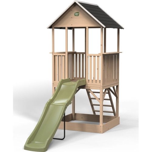 EXIT Panorama 500 wooden playhouse with slide and sandpit