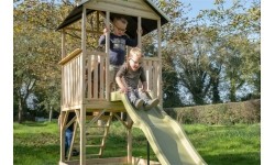 EXIT Panorama 500 wooden playhouse with slide and sandpit