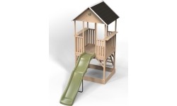 EXIT Panorama 500 wooden playhouse with slide and sandpit