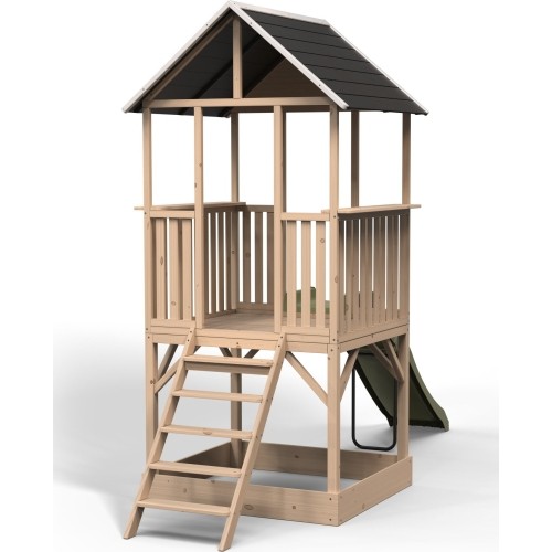 EXIT Panorama 500 wooden playhouse with slide and sandpit