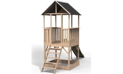 EXIT Panorama 500 wooden playhouse with slide and sandpit