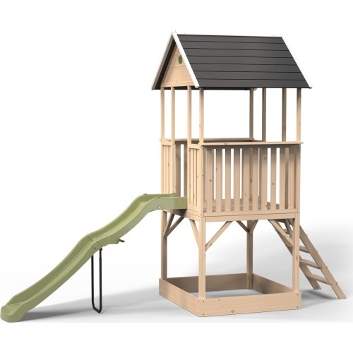 EXIT Panorama 500 wooden playhouse with slide and sandpit