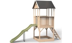 EXIT Panorama 500 wooden playhouse with slide and sandpit