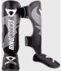 Ringhorns Charger by Venum Shin Guards and Foot Protectors - Black