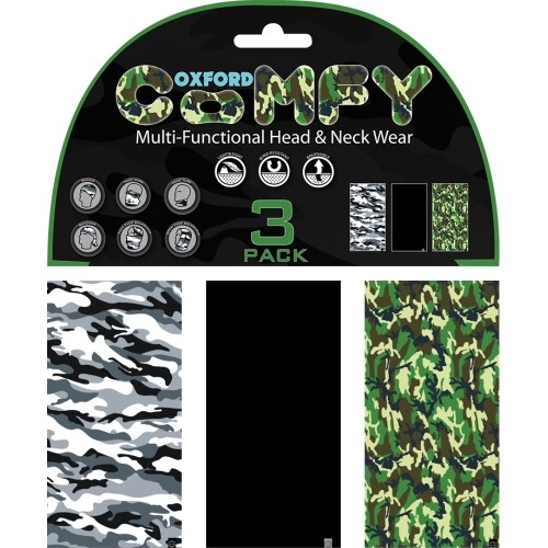 Uniwersalna bandamka Komin Getr na szyję i twarz Oxford Comfy 3-szt. - Kamuflaż