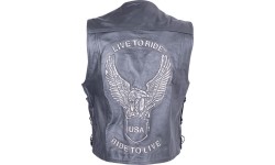 Sodager Live To Ride Leather Biker Vest - Black