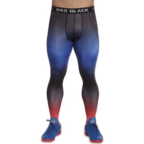 Męskie legginsy sportowe BAS BLACK Quantum - Blue-Red