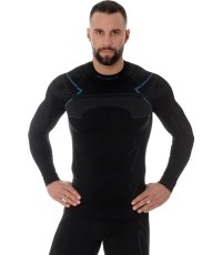 Termoaktywna czarna koszula męska Brubeck - Black/blue