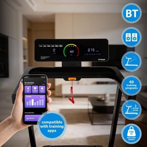 ELECTRIC TREADMILL BLUETOOTH COMPATIBLE WITH TRAINING APPS BE5872N HMS
