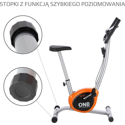 Stacjonarny rower treningowy One Fitness RW3011 - srebrno-pomarańczowy
