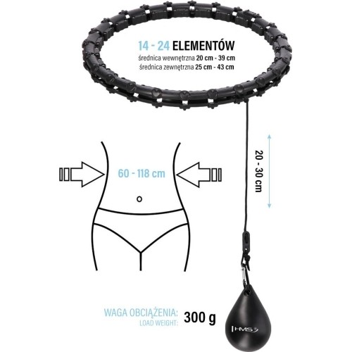 HHW02 HULA HOP CZARNY Z OBCIĄŻNIKIEM HMS